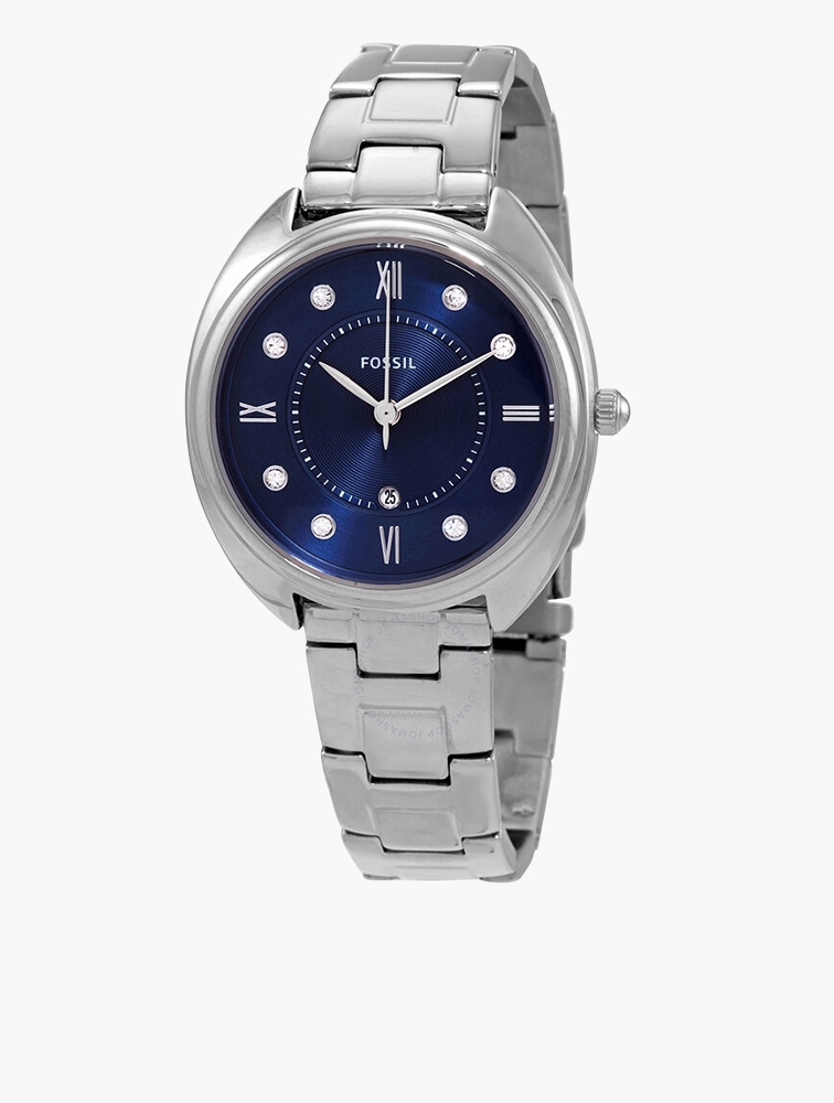 Fossil watch silver with 2025 blue face